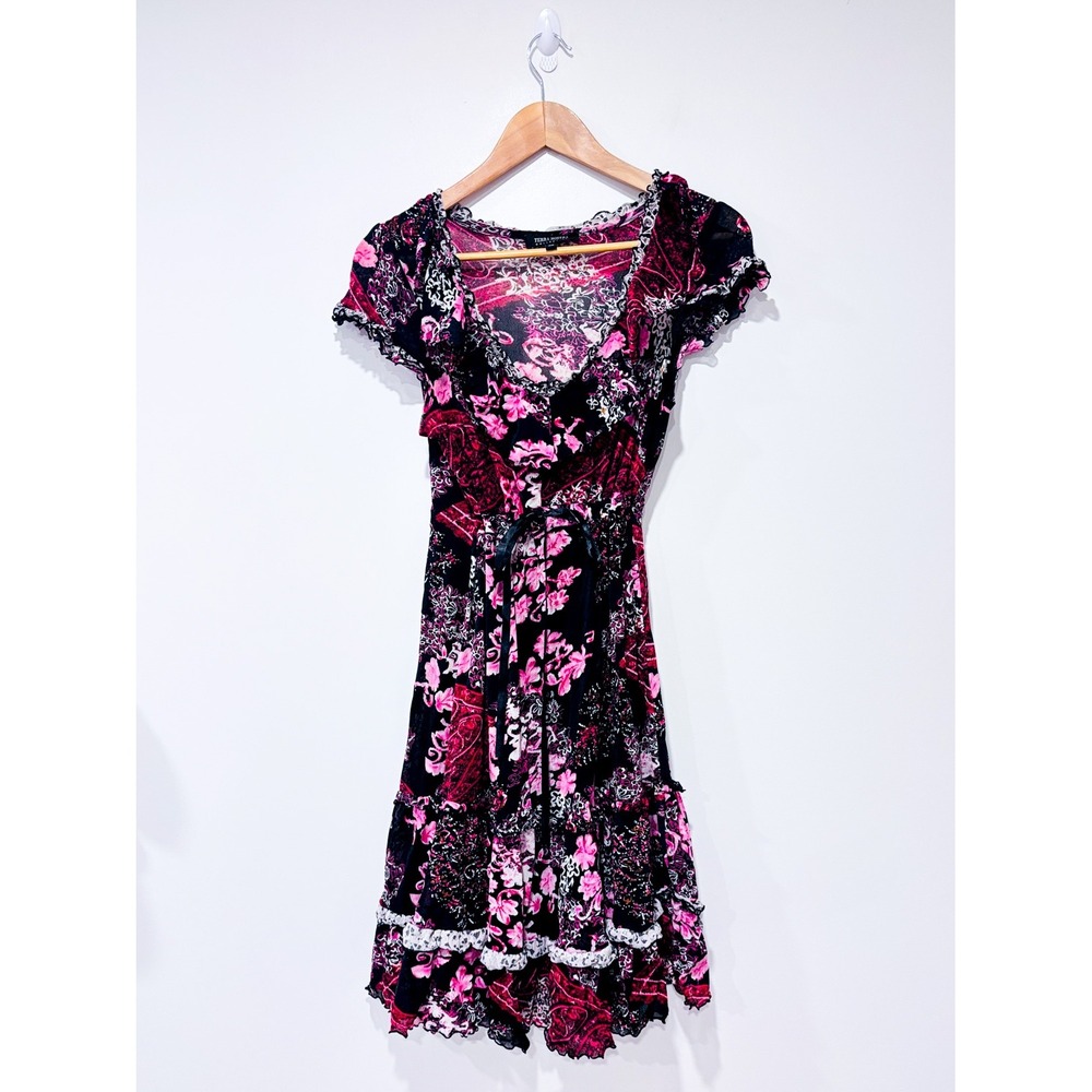 TERRA NOSTRA Black floral dress‎ | Boho Mesh Feminine | Medium